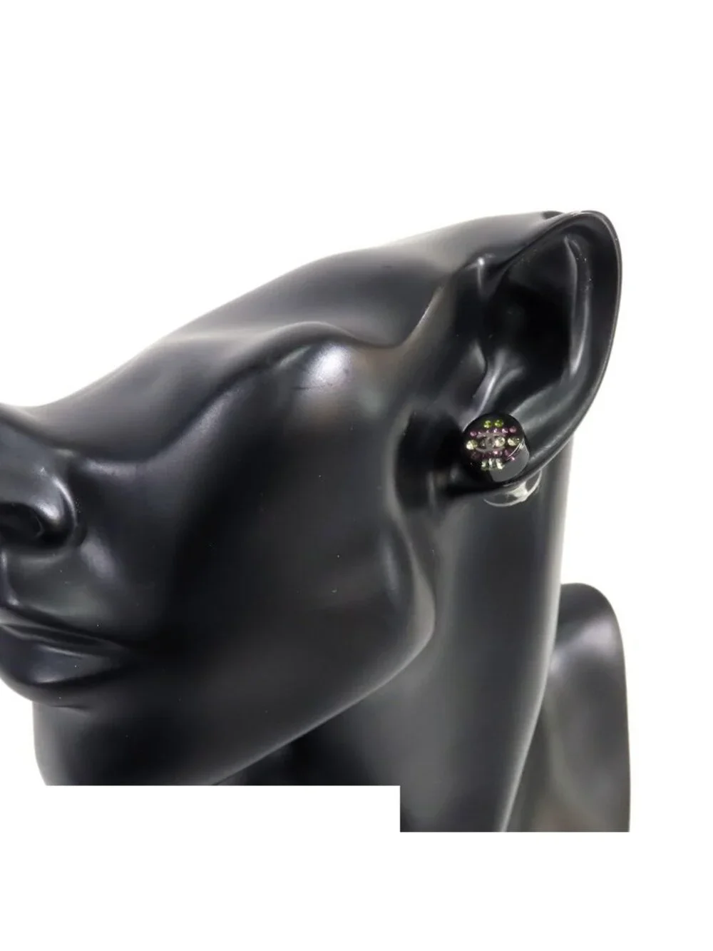 Chanel Earrings Black Resin CC Logo